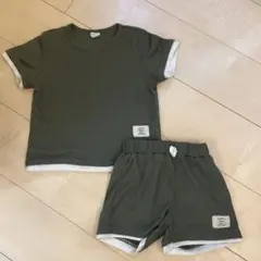 SHEIN オリーブグリーン Tシャツ ショートパンツセット 5Y