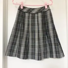 チェック台形スカート 卒業式 プリーツスカート ひざ丈スカート グレー 通学
