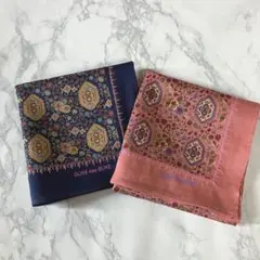 OLIVE des OLIVE ハンカチ 2枚セット 花柄 ネイビー ピンクのサムネイル
