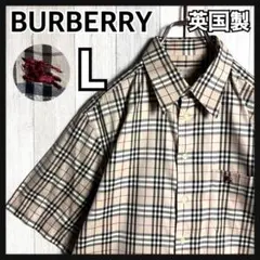 3900【未使用級・極美品】英国製 バーバリー ノバチェック＆ホースロゴ シャツ