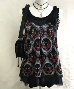 axes femme　花柄 レース チュニック トップス　平成レトロ　レース