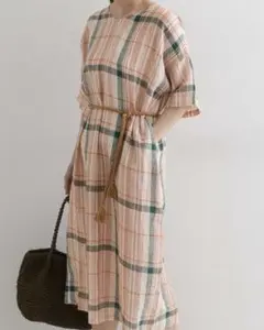 新品URBAN RESEARCH DOORSリネンチェックワンピースドアーズ