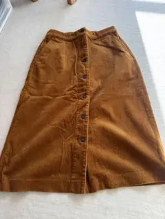コーデュロイ タイトスカート ブラウン ひざ丈