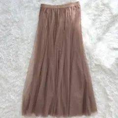 フィフス チュールロングスカート ベージュ F 春　韓国風　美シルエット　上品