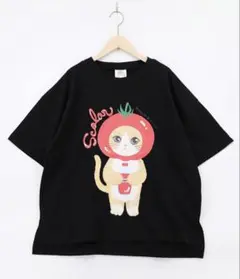 スカラー　scolar 162632：トマトにゃんこ柄プリントTシャツのサムネイル