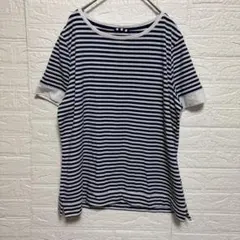 ランズエンド ボーダー 半袖 トップス M 紺 白 ストレッチ ボートネックのサムネイル