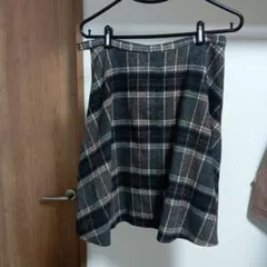 グレー系チェック フレアスカート L