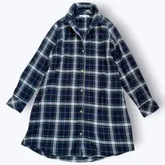 良品✨グローバルワーク ジュニア ネルチェックシャツワンピ長袖 グリーン XXL