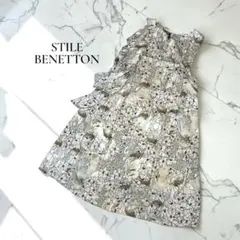 STILE BENETTON チュニックワンピース 総柄　花柄　D618のサムネイル