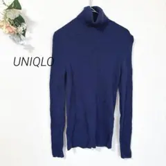 82 ユニクロ 長袖 ニット タートルネック カットソー シンプル 無地 リブ