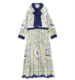 極美品】グッチ ロングワンピース ボウタイ 長袖 花柄 シルク 38 M