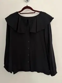 LOWRYSFARM ビッグカラーシャツ ブラック ブラウス