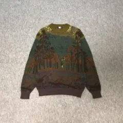 90s ヴィンテージ 総柄ニット デザインセーター メンズ Lサイズ 昭和レトロ
