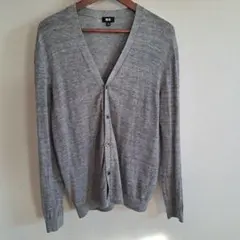 ユニクロ　UNIQLO リネンブレンド Vネックカーディガン グレー　XL