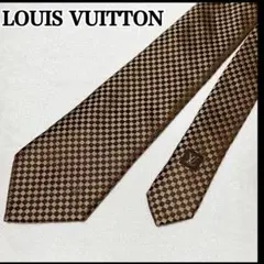 LOUIS VUITTON ルイヴィトン ダミエ柄 シルクネクタイ ゴールド - メルカリ