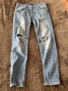 ZARA MAN ダメージ加工 デニムパンツ ライトブルーのサムネイル