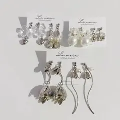 ハンドメイドピアス 6点 まとめ売り シルバー系 シンプル オシャレ 大人