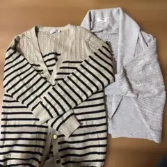 Anatelier ストライプカーディガン & SOUP 編み込みカーディガン