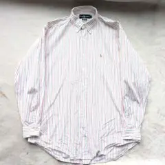 ラルフローレン YARMOUTH L-XL位 ホワイト 長袖シャツ ストライプ