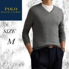 Polo Ralph Lauren グレー Vネック コットンニットセーター M