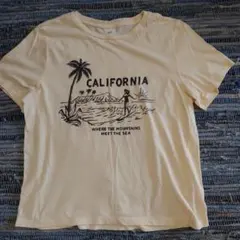 H&M CALIFORNIA プリント 半袖Tシャツ アイボリー M