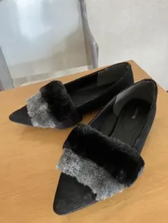 ファーローヒールパンプス