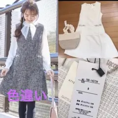 新品　トッコクローゼット フラワービジュー装飾ノースリーブツイードワンピース