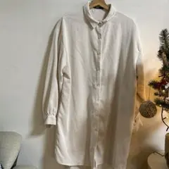 しまむらOFALOコーデュロイシャツワンピース 長袖　オフホワイト　Lサイズ