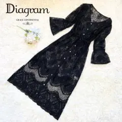 美品 グレースコンチネンタル マキシ丈 総レース ガウン ワンピース ブラック