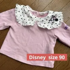 ミニー フリル襟 長袖 トップス　90 女の子 ピンク ディズニー