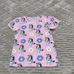 ブルーキャラクター 花柄 Tシャツ 130cm