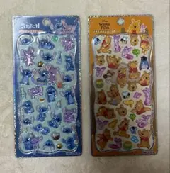 【正規品】プチドロップステッカー　くまのプーさん　スティッチ　2枚セット