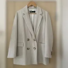 □ザラ ZARA ダブルブレストジャケット ベージュ系 Mサイズ レディース