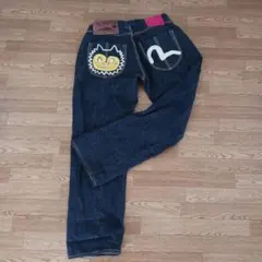 ヤマネ LOT 0014 カモメ＆キッキー刺繍　セルビッチデニム エヴィスW33