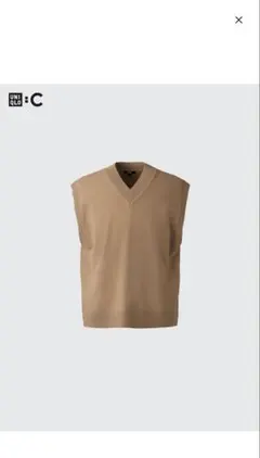UNIQLO Vネックニットベスト XS ベージュ
