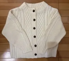 studio CLIP アイボリー ケーブル編み カーディガン