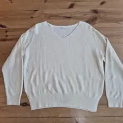 earth music&ecology Vネックセーター ホワイト