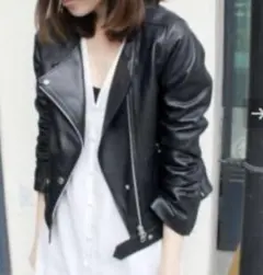 イエナスローブ　♡ノーカラーライダース　羊皮ジャケット　サイズ３６（S）