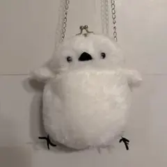 シマエナガ　ショルダーバッグ　がま口　ホワイト