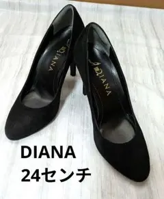 ダイアナ　DIANA パンプス スエード ブラック　【24】　ポインテッドトゥ