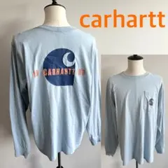 カーハートロングスリーブTシャツ水色メンズXLサイズバックプリント7218