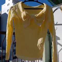 【CECIL MC BEE】リボン付き黄色ニット