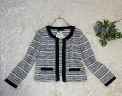 【新品タグ付】INED イネド ツイードチェックラメカーディガン 9号セレモニー