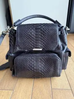 リアルパイソン ショルダーバッグ イタリア製 ゴールド金具 