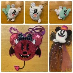 ディズニー　ハロウィン パスケース　ゴースト　ヘアゴム　マスコット　３点セット