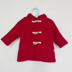 【ミキハウス】フードつき裏ボアダッフルコート レッド80