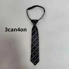 3can4on 子供用ネクタイ ワンタッチ 黒 ストライプ フォーマル