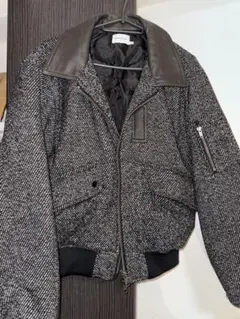 ウールブレンドツイードフライトジャケット S