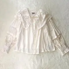 SamanthaMos2 SM2 オーバーレース襟ブラウス　キナリ 春