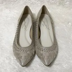 LE TALON ルタロンフラットシューズ サシメッシュ 編み ゴールド